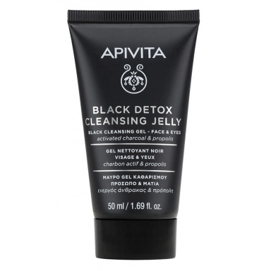 Apivita Black Detox Cleansing Gel Face & Eyes Черный очищающий гель для лица и глаз с активированным углем и прополисом фото 1