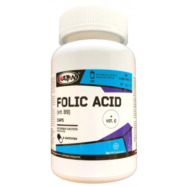  Watt Nutrition Фолиевая кислота (Витамин B9) в капсулах  FOLIC ACID  фото 1