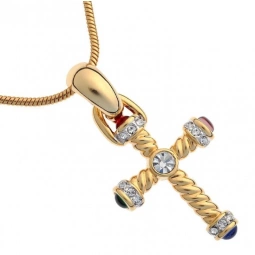 Charmelle Подвеска Золотой крест с кристаллами Swarovski PD 0180
