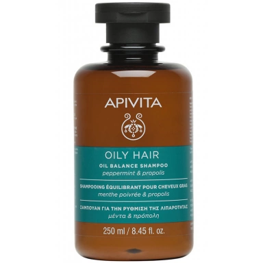 Apivita Oil Balance Shampoo Peppermint and Propolis Балансирующий шампунь для жирных волос с мятой перечной и прополисом фото 1