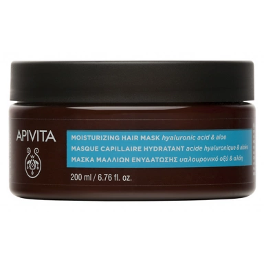Apivita Moisturizing Hair Mask Hyaluronic Acid and Aloe Увлажняющая маска для волос в банке фото 1