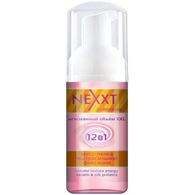 Nexxt Professional Volume Texture Energy Keratin & Silk Proteins Мусс-пенка для объема экстрасильной фиксации фото 1